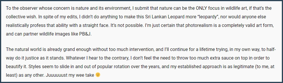 A snippet from another blog about my Sri Lankan Leopard, regarding titling wildlife art to sell.